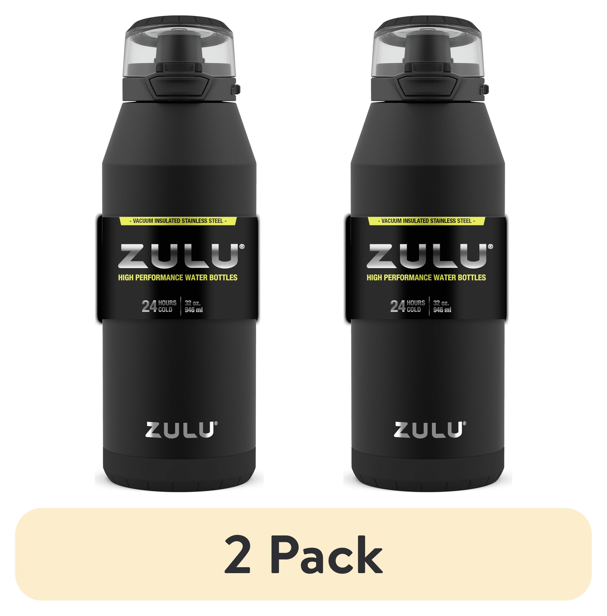 (2 pack) ZULU Swift 32oz Botella de Agua de Acero Inoxidable con Tapa para Beber de un Trago, Storm