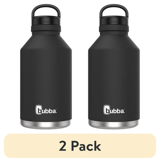 (2 pack) bubba Growler Stainless Steel Water Bottle Wide Mouth Rubberized Licorice, 64 fl oz.