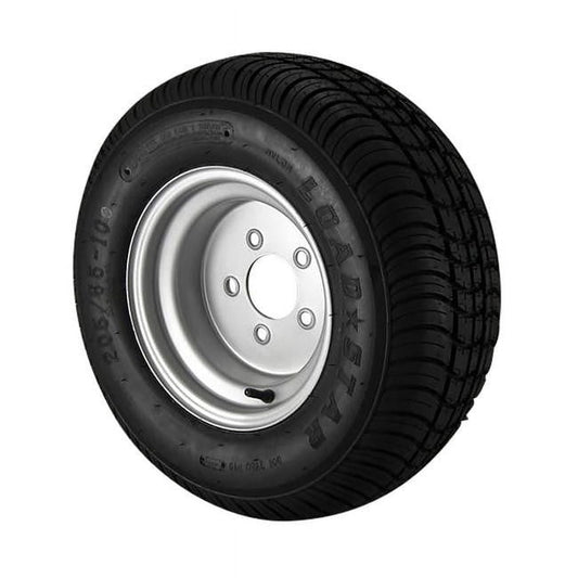 20.5X8.00-10 Loadstar Trailer Tire LRC on 5 Bolt Silver Wheel
