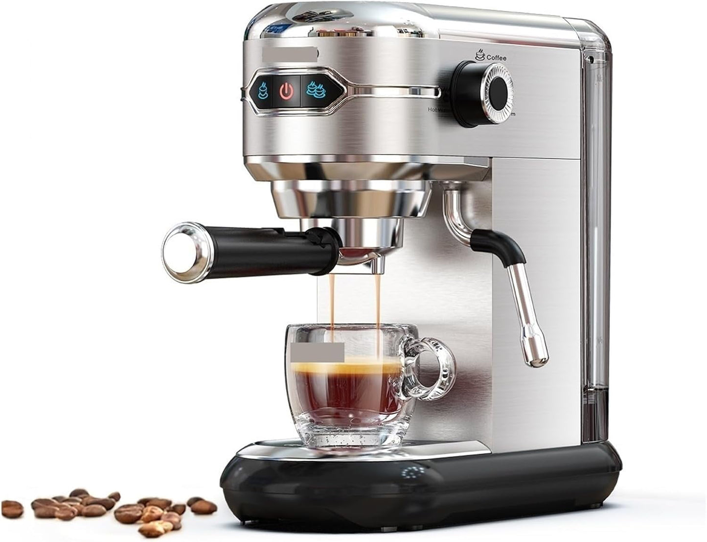 20 Bar Semi-Automatic Espresso Machine - Super Slim Inox Coffee Maker for ESE POD & Powder, Hot Water Function