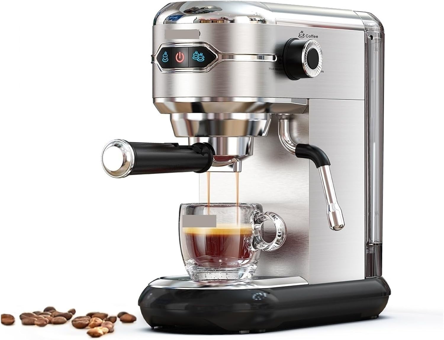 20 Bar Semi-Automatic Espresso Machine - Super Slim Inox Coffee Maker for ESE POD & Powder, Hot Water Function