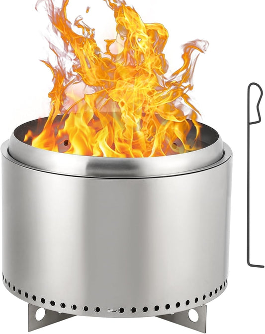 20 Inch Smokeless Fire Pit, Portable Outdoor Fire Pit with Detachable Stand and Ash Tray, Perfect for Campfire for 4-6 People, Camping, Picnic, Family Gathering for Backyard