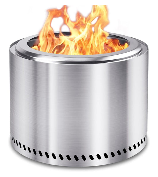 20" Smokeless Firepit, Stainless Steel , Wood Burning Firepit for Patio Garden Picnic 20.5 inch Silver