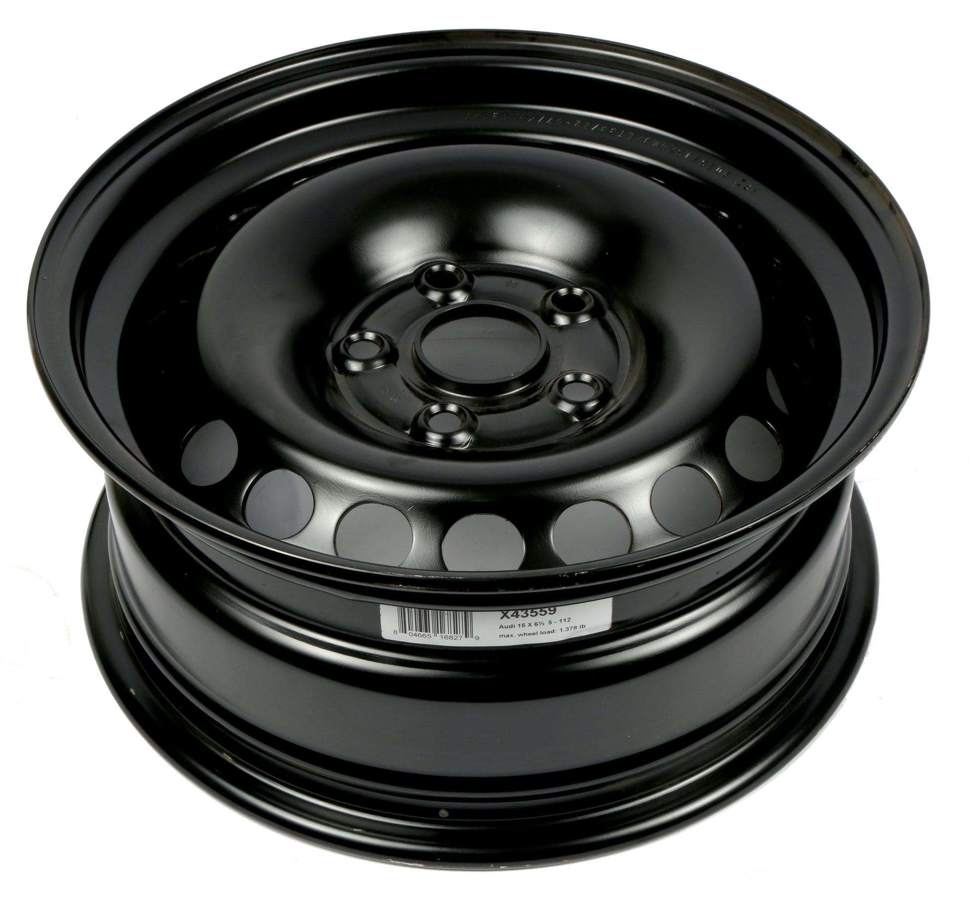 2002-2005 Audi A4 15 x 6-1/2 Single 5 Lug Black Steel Wheel Rim 8E060102703C