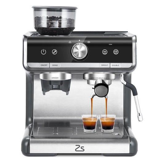 2024 New Espresso Machine with Grinder 20 Bar Pump, 2.8L Removable Water Tank Semi Automatic Coffee Maker with Grinder, Milk frother, Ideal for Small Families and Offices