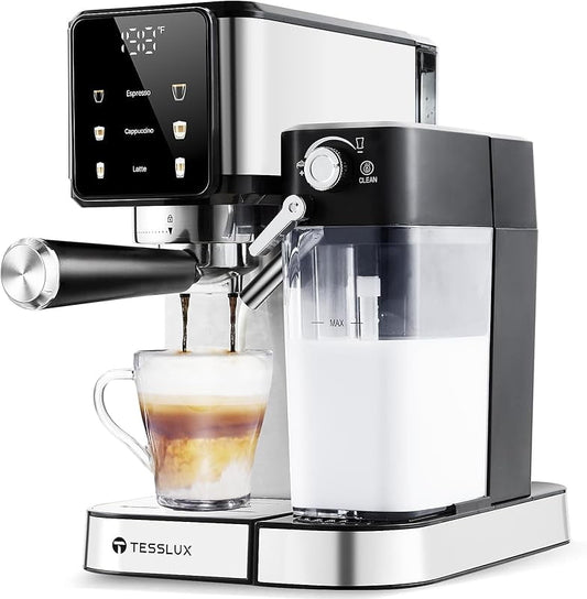 Espresso Machine with Dual oiler, LCD Touch Control & Milk Frother |   Compact Home Coffee r for Café Style Cappuccino & tte