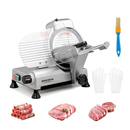 210W Commercial Meat Slicer with Adjustable Thickness and Carbon Steel Blade