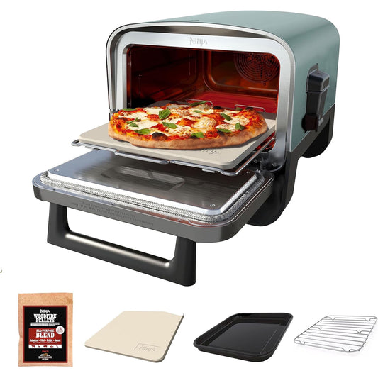 Open Box Ninja 8-in-1 Electric Programmable Woodfire Pizza Oven w/Timer, Pine