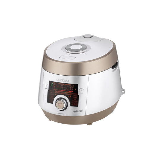 Restored CUCKOO 8-In-1 Multi-Pressure LED Screen 5 Quart Stainless Steel Cooker, Gold and White (Refurbished)