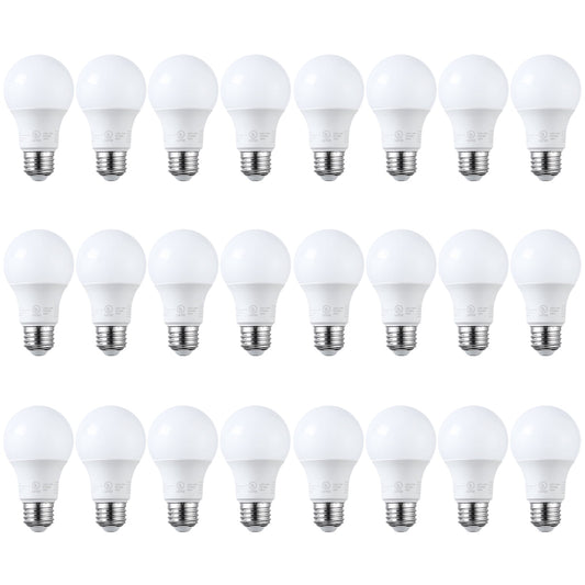 24 Pack A19 LED Light Bulbs 60W Equivalent, UL Listed, Dimmable, 5000K Daylight, E26 Standard Base, Flicker Free