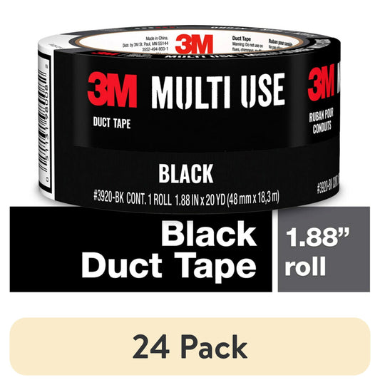 (24 pack) 3M Duct Tape, 1.88 in x 20 yd, Black, 1 Roll/Pack