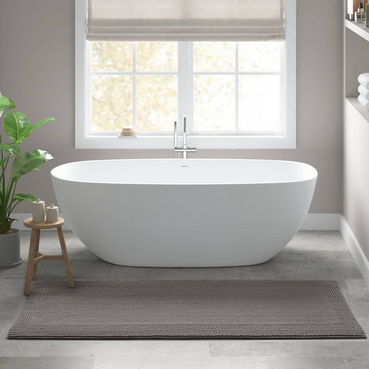 24x60 Inches Reversible Bath Rug, 100% Cotton 3000 GSM Tufted Bath Mat, Charcoal Luxury Soft Plush Bathroom Rug for Bathroom Shower Floor Home Decor