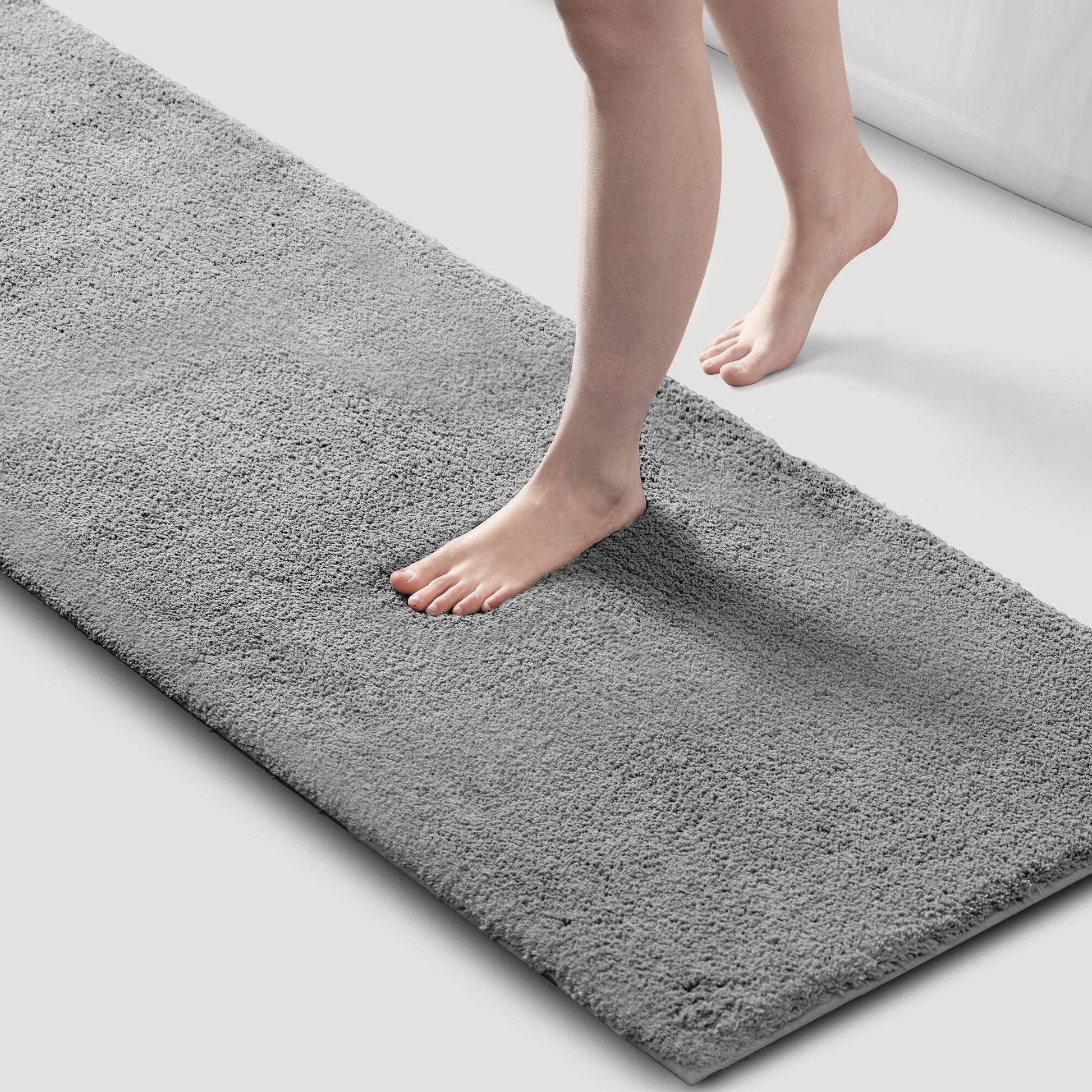 24x72" Marshmallow Bath Rug Runner 100% Polyester Ultra Soft Plush High Pile Quick Dry Absorbent Non-Slip Latex Backing Machine Washable Bathroom Rug
