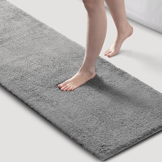 24x72" Marshmallow Bath Rug Runner 100% Polyester Ultra Soft Plush High Pile Quick Dry Absorbent Non-Slip Latex Backing Machine Washable Bathroom Rug