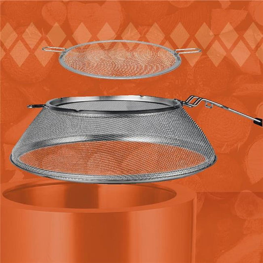 25" Hotshot Wood Burning Fire Pit Mesh Screen Silver Round Stainless Steel