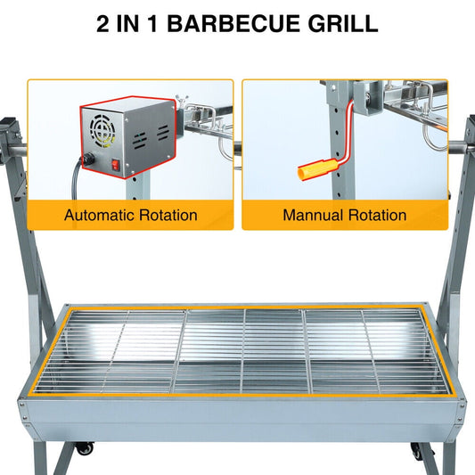 25W Grill Roaster BBQ Spit Lamb Small Pig Charcoal Roasting Machine Rotisserie