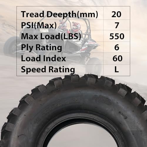 25x8-12 ATV Tires, 6PR All Terrain 25x8-12 TL QD115(S) ATV UTV Trail Sand Mud Off-Road Tires (Pack of 2, Tubeless)