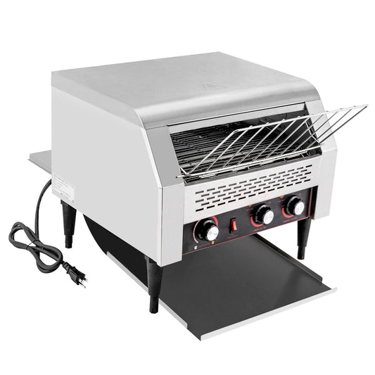 2600W Commercial Conveyor Toaster, Silver, TT-450L, Stainless Steel, Toasters Baking Machine, for Baking Sliced Bread, Toast, Doughnuts