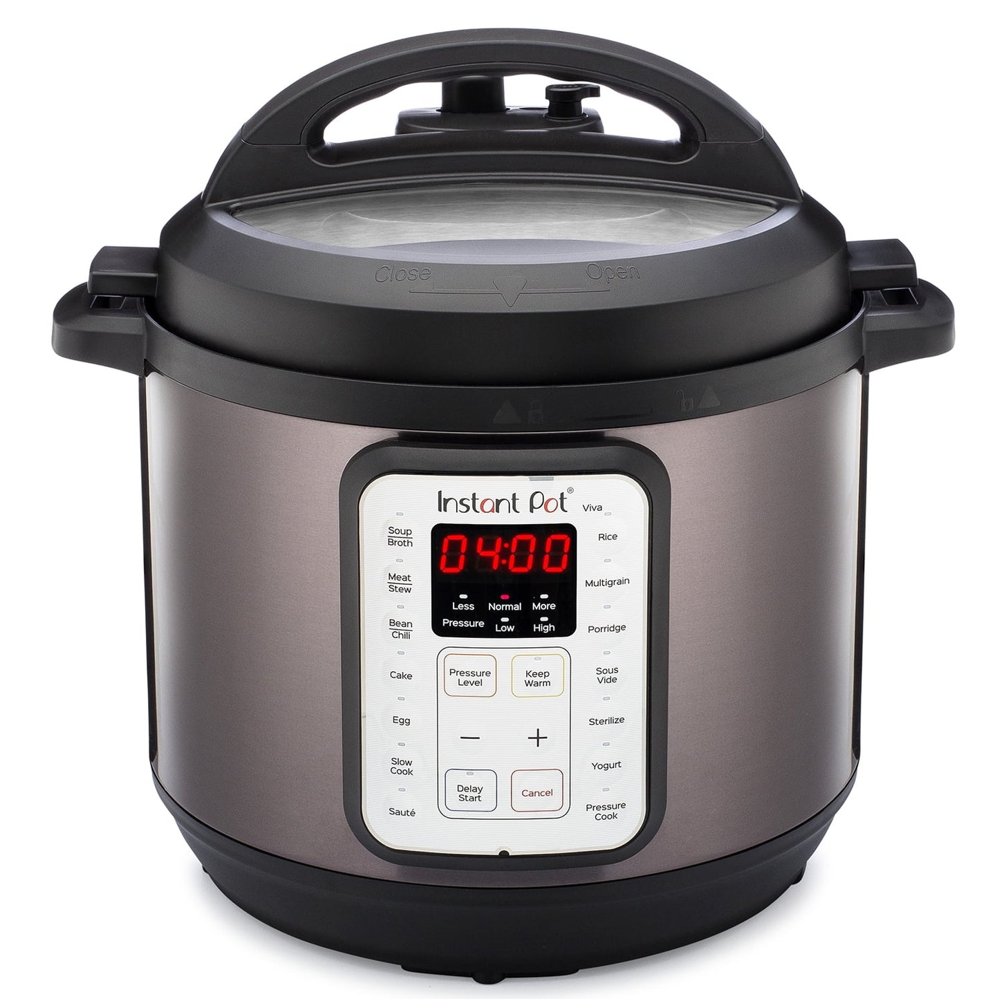 Restored Instant Pot, 8-Quart Viva Pressure Cooker, 9-in-1 Slow Cooker, Yogurt Maker, Food Steamer, Rice Maker, Black Stainless Steel (Refurbished)