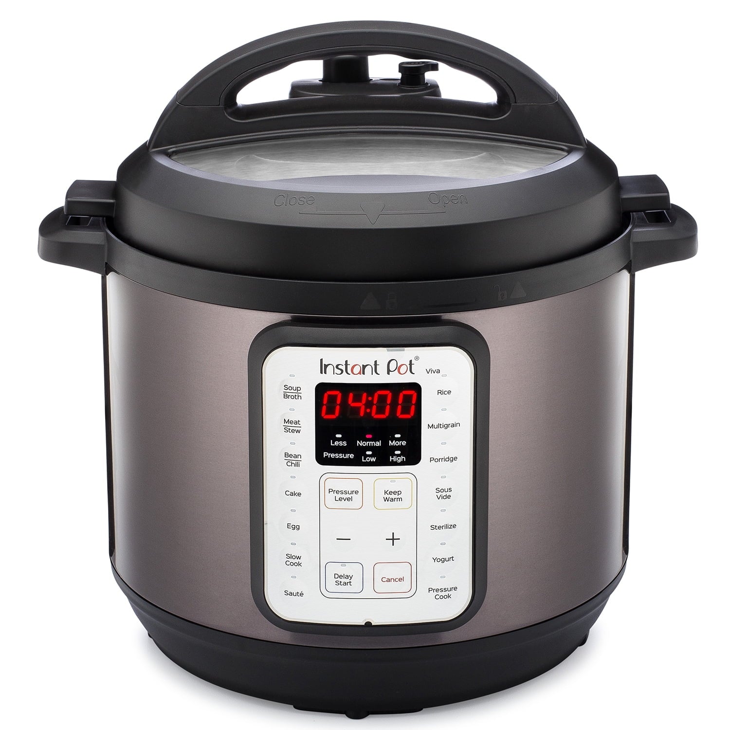 Restored Instant Pot, 8-Quart Viva Pressure Cooker, 9-in-1 Slow Cooker, Yogurt Maker, Food Steamer, Rice Maker, Black Stainless Steel (Refurbished)