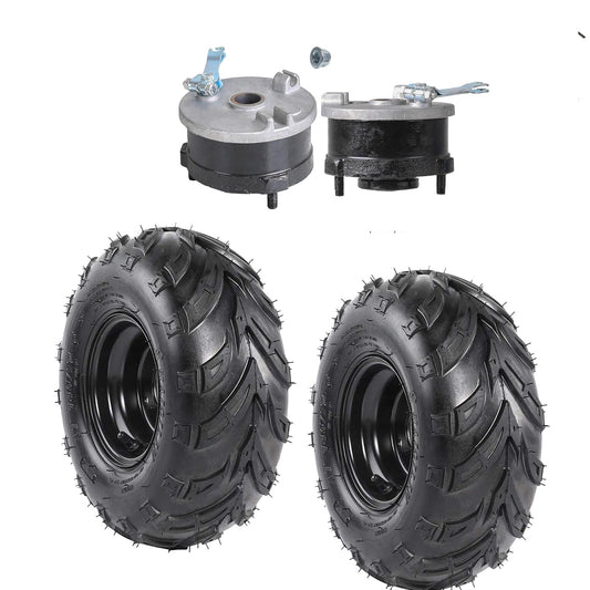2PCS 145/70-6 Tires Rims With 6 inch Go-Kart Wheels 145x70-6 & 3 Stud Drum Brake Wheel Hubs for ATV Go Kart Quad Buggy Mini Bike Lawn Mower 50cc 70cc 90cc 110cc 125cc