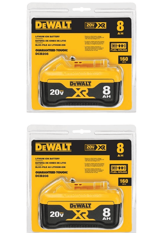 2Pack New DeWalt DCB208 20V MAX XR 8.0 AH Compact Lithium Ion Power Tool Battery
