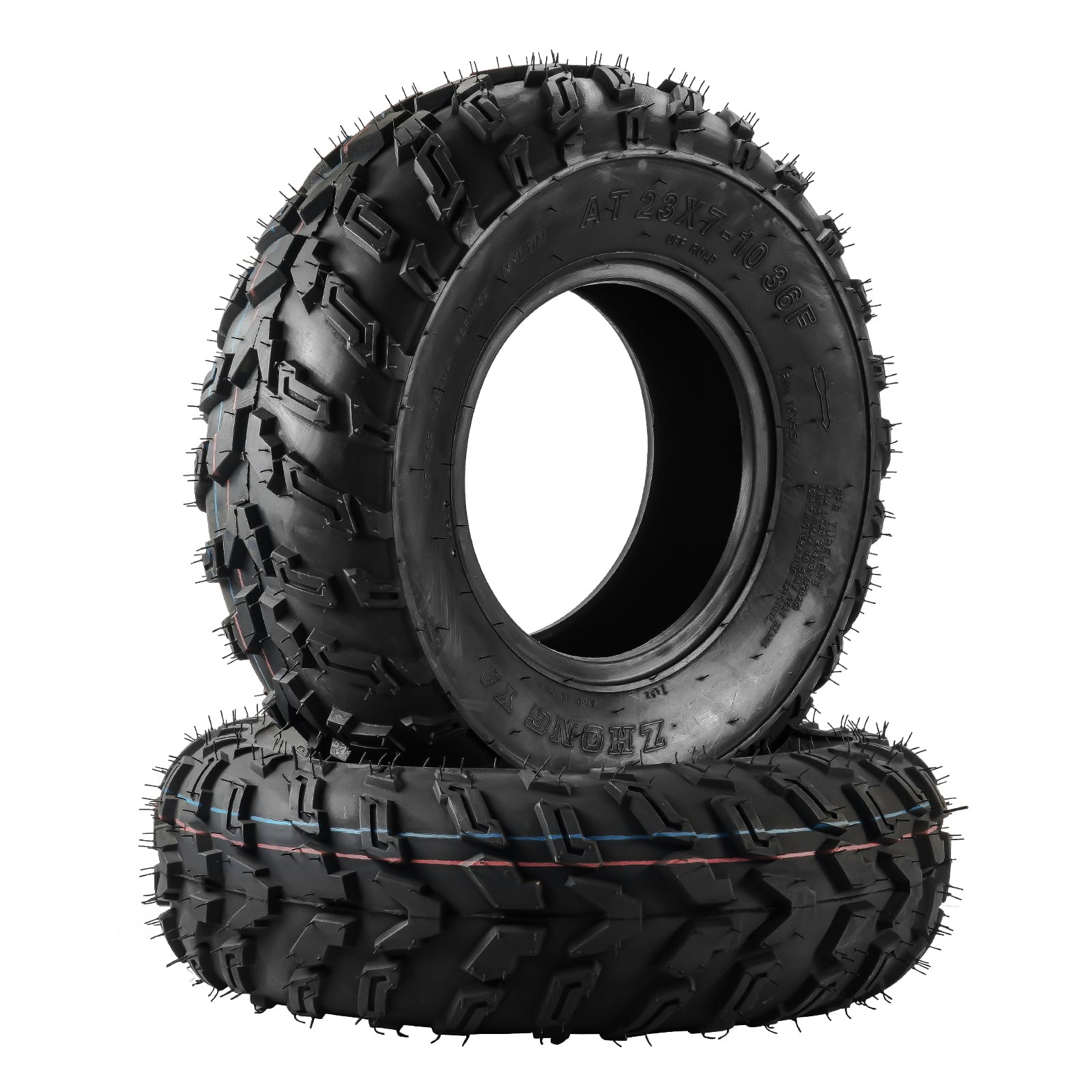 2pcs 23×7-10 ATV Tires 6 PR 23×7×10 Heavy Duty ATV UTV All Terrain Fit For Rough Terrain, Pattern Z-183, Tubeless Rubber Front 6-Ply