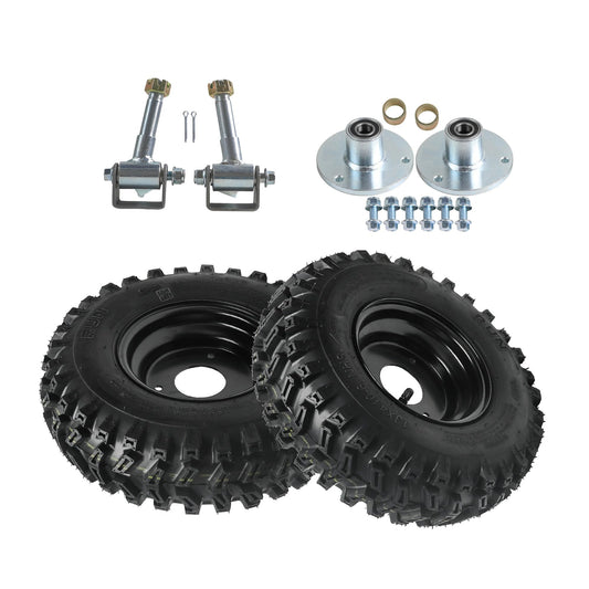 2pcs 6 inch Wheels 13x4.10x6 13x4.10-6 Wheel Tire and Rim 3 Stud 4Ply Tubeless Wheel with Front Steering Spindles Hubs for Snow Blower Thrower Mini Bike ATV Quad Buggy Go Kart Tires (TK052)
