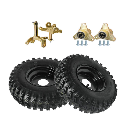 2pcs 6 inch Wheels 13x4.10x6 13x4.10-6 Wheel Tire and Rim 3 Stud 4Ply Tubeless Wheel with Front Steering Spindles Hubs for Snow Blower Thrower Mini Bike ATV Quad Buggy Go Kart Tires (TK0352)