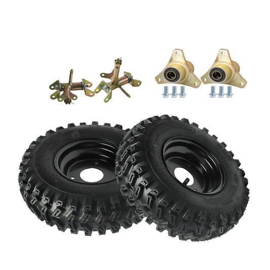 2pcs 6 inch Wheels 13x4.10x6 13x4.10-6 Wheel Tire and Rim 3 Stud 4Ply Tubeless Wheel with Front Steering Spindles Hubs for Snow Blower Thrower Mini Bike ATV Quad Buggy Go Kart Tires (TK0542)