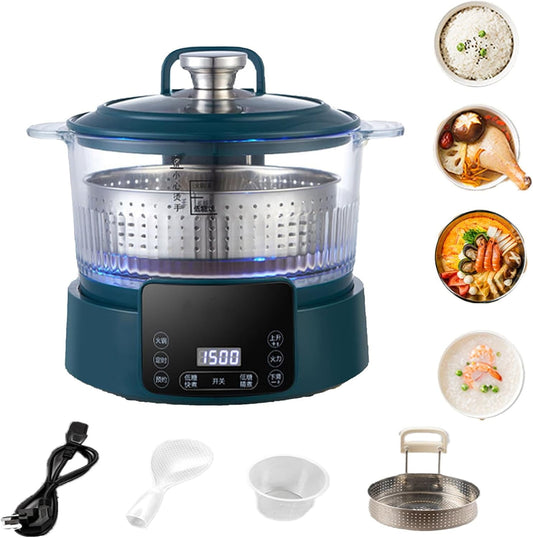 3 L Lifting Sugar Removal Rice Cooker with Versatile Low Sugar Function, Rice Steamer Basket, Touch Screen Control, and Ease of Use for Weight Loss and Elderly (Color: Green)
