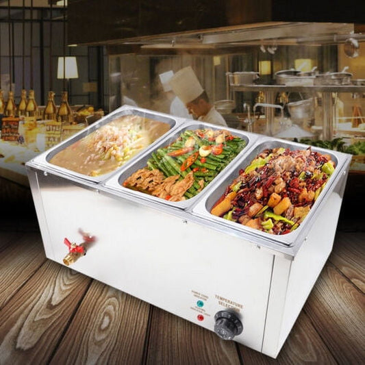 3 Pan Commercial Electric Food Warmer Buffet Steam Table Stainless Steel 850W