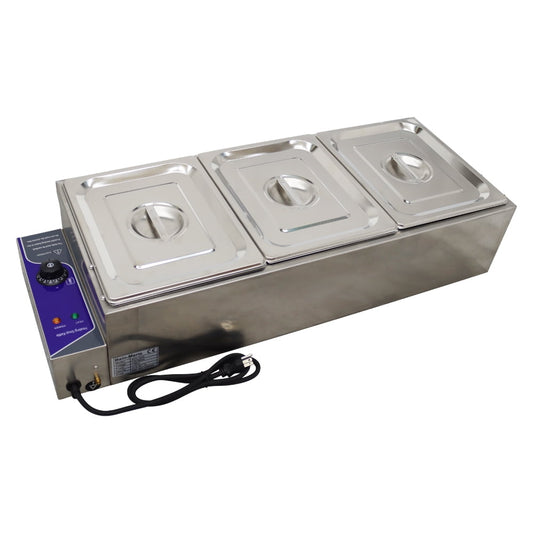 3 Pan Electric Food Soup Warmer Large Capacity Commercial Buffet Food Warmer Restaurant Canteen Food Heater Single Row 110V