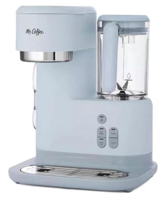 3 in 1 Single Serve Coffee Maker, Hot or Iced Espresso and Frappe Machine, Blender, and Reusable Filter for Frozen Drinks or Lattes, Gray white