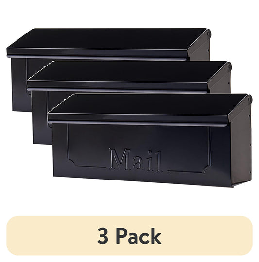 (3 pack) Architectural Mailboxes Townhouse Galvanized Steel, Small, Wall-Mount Mailbox in Black