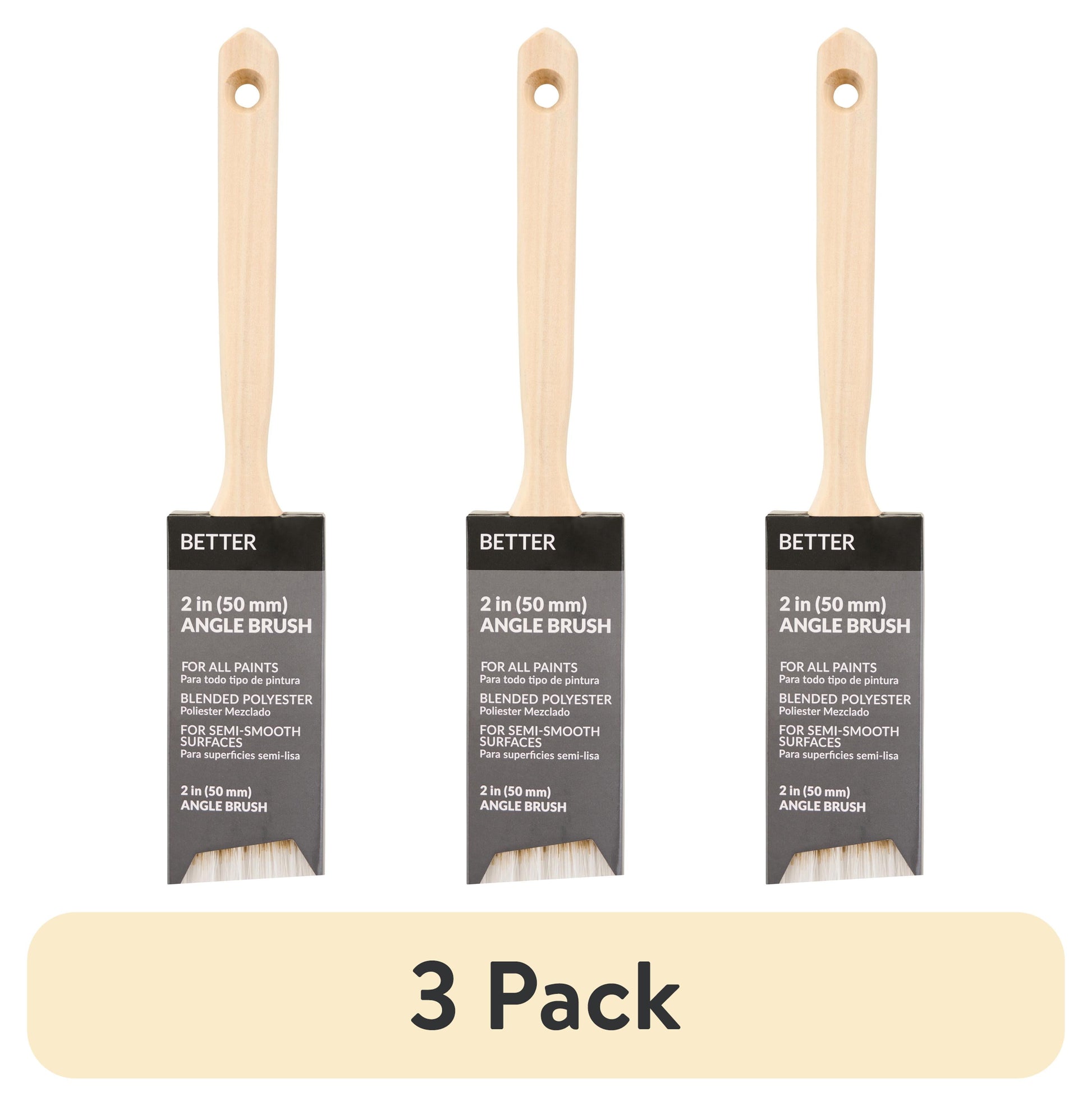 (3 pack) BETTER 2" Blended Polyester Angle Brush