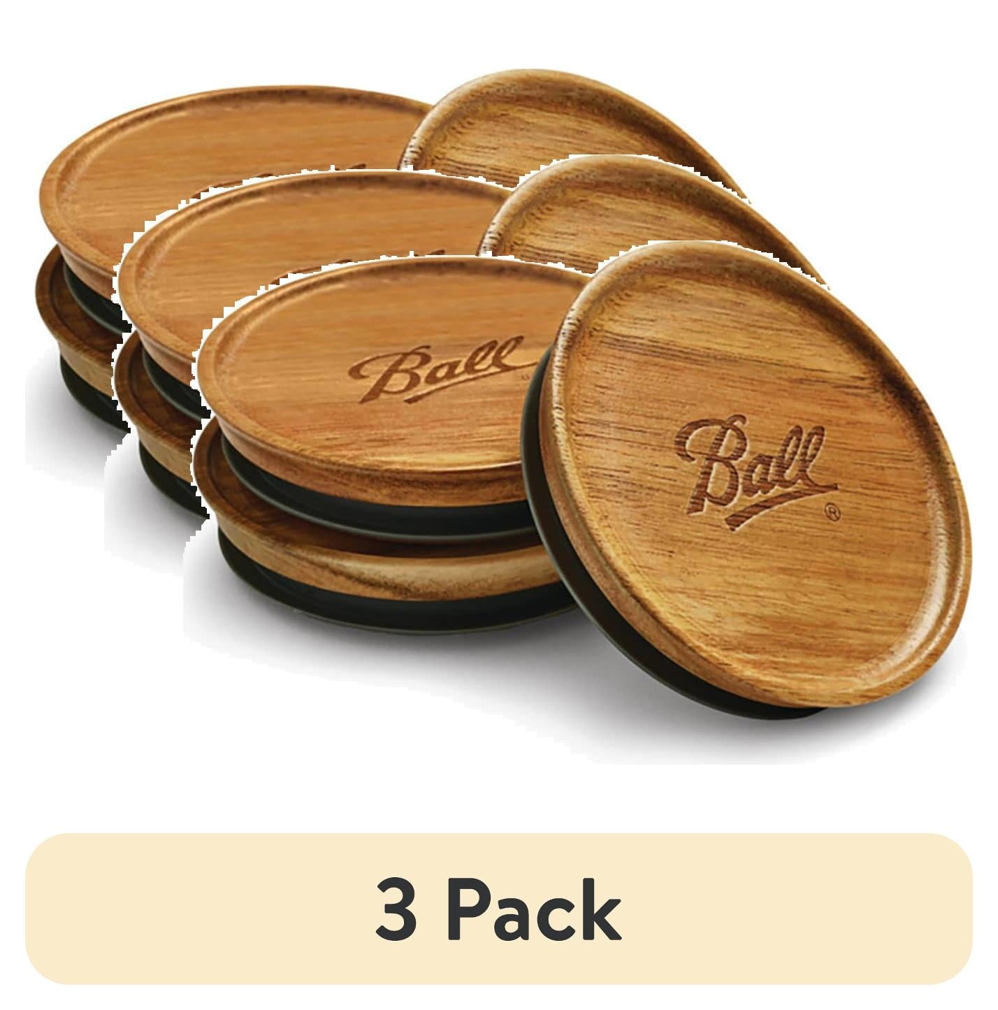 (3 pack) Ball Wooden Storage Lids, Wide Mouth, Ball Jar Lids, 3-Pack