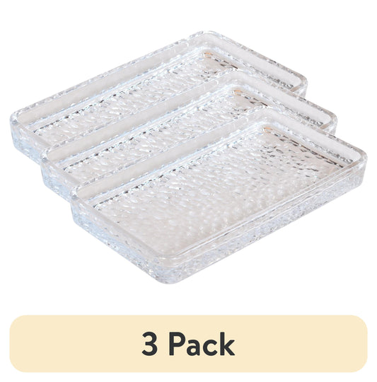 (3 pack) Better Homes & Gardens Hammered Glass Vanity Tray Organizer, Clear