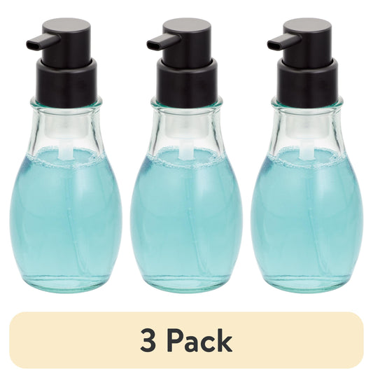 (3 pack) Better Homes & Gardens Recycled Glass Foaming Soap Pump, Clear/ Black