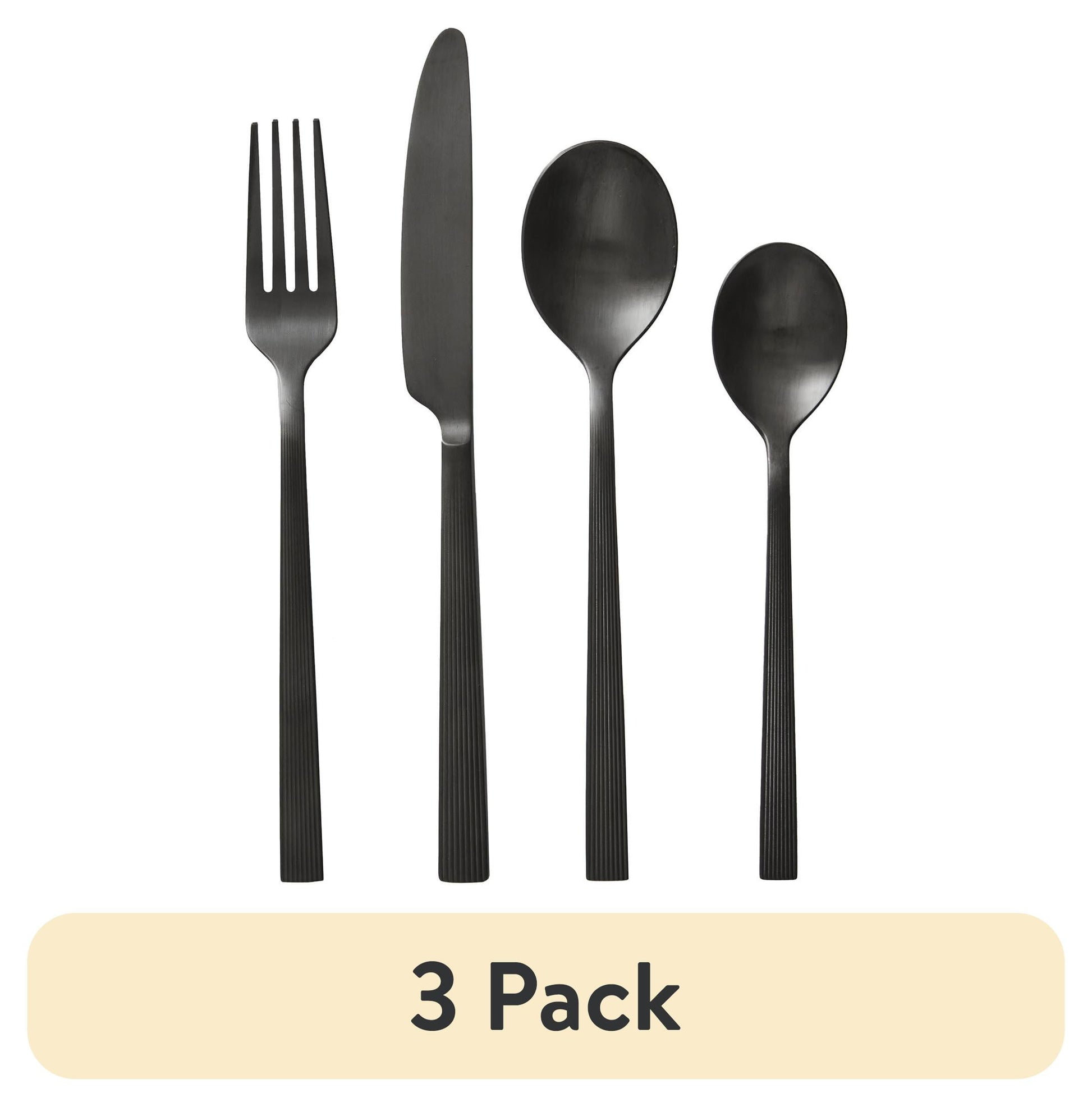 Better Homes & Gardens River 16-Piece Black Stainless Steel Flatware Set (Service for 4)