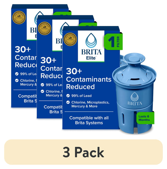 (3 pack) Brita Elite Replacement Water Filter, Compatible with All Brita Pitchers & Dispensers (1 Pack), Reduces Lead