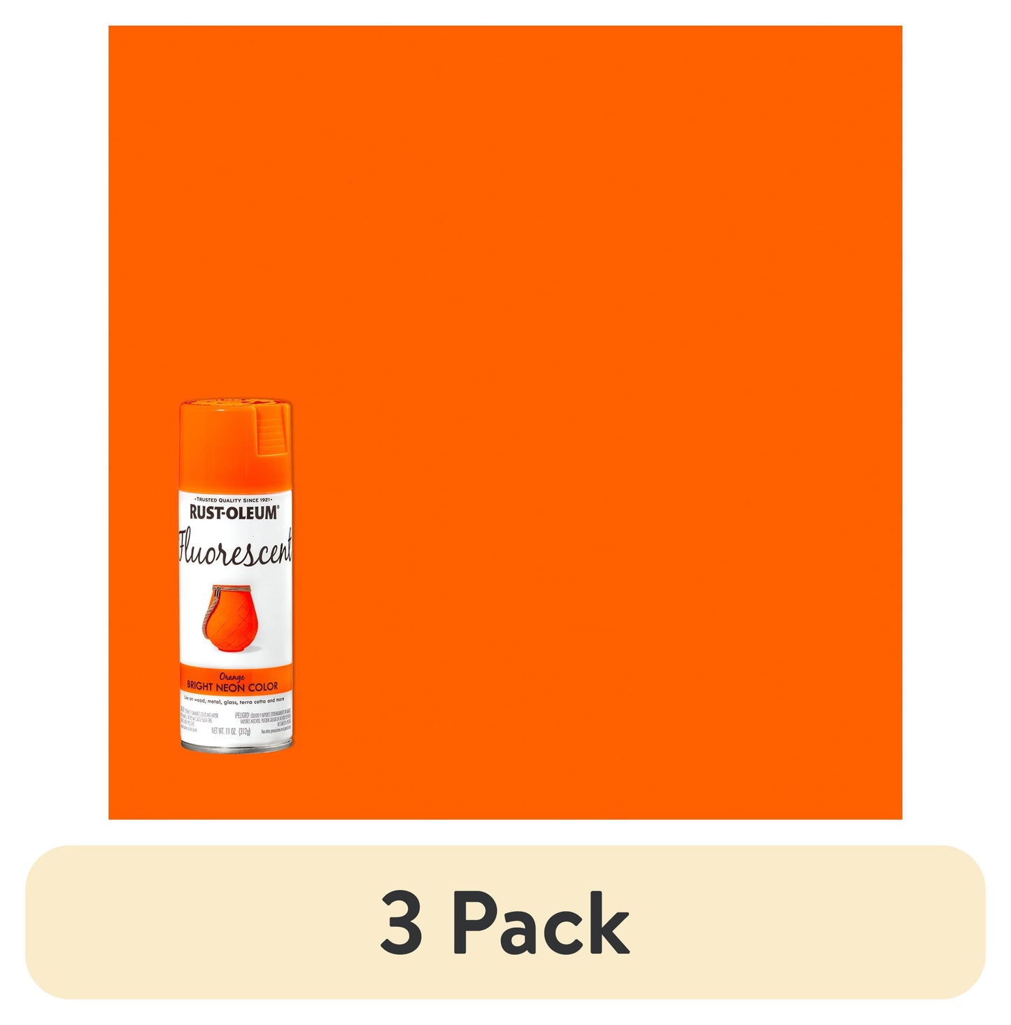 (3 pack) Orange, Rust-Oleum Fluorescent Spray Paint-342568, 11 oz