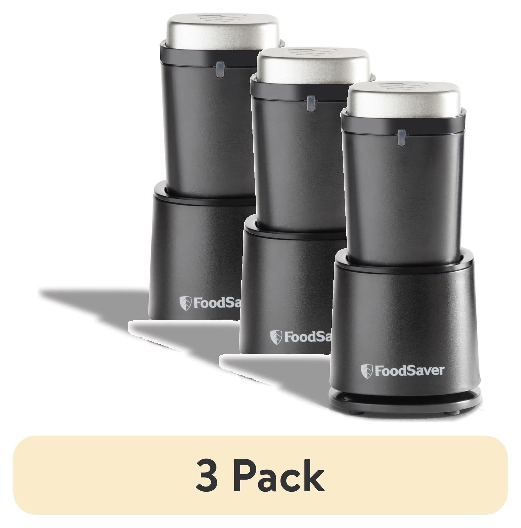 (3 pack) FoodSaver Mini Vacuum Sealer and Bags, Portable Rechargeable Food Sealer with Marinate Mode and One-Touch Sealing for FoodSaver Zipper Bags and Vacuum Containers, Includes 2 Bags