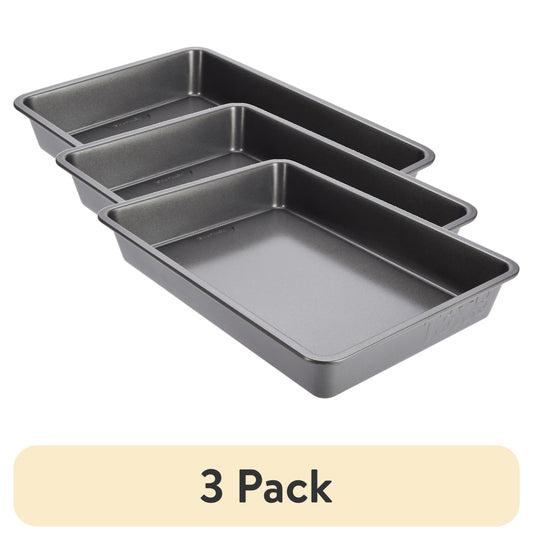 (3 pack) GoodCook PRO Nonstick Carbon Steel Oblong Baking Pan, 9 Inch x 13 Inch, Gray