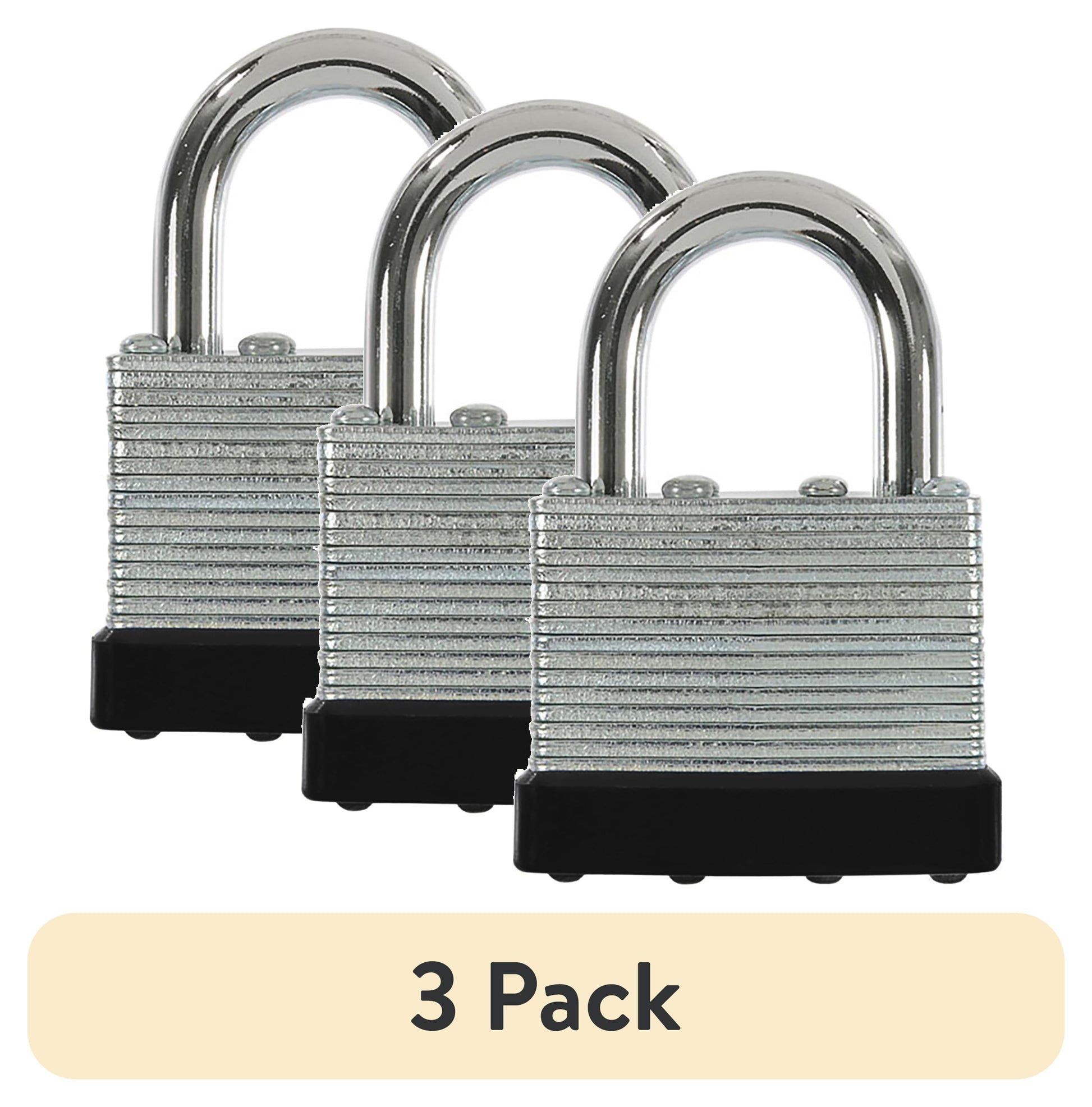 (3 pack) Hyper Tough 40mm Laminated Steel Padlock with 1-in Shackle, 2 Pack
