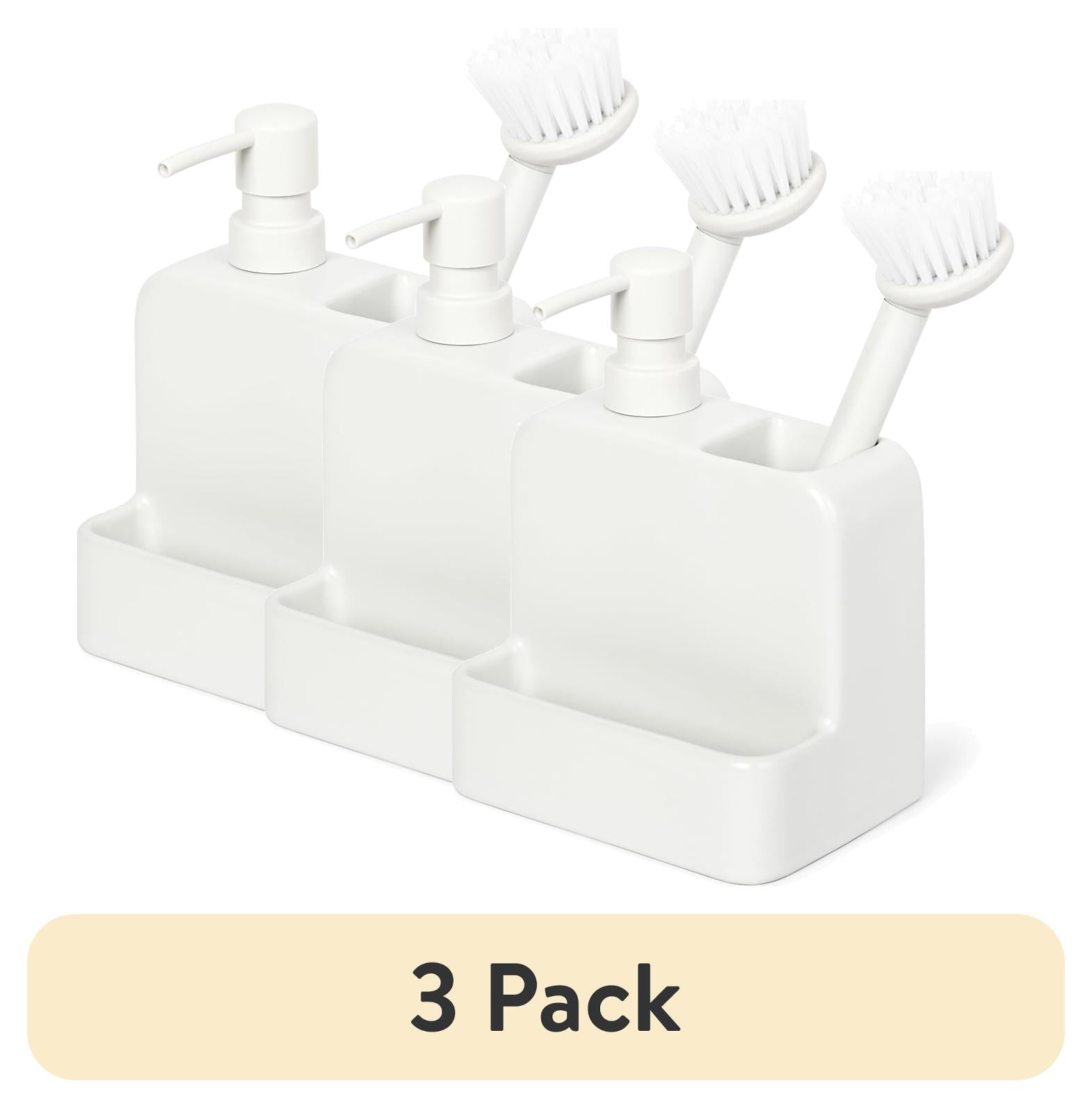 (Paquete de 3) Dispensador de JabÃ³n LÃ­quido CerÃ¡mico Mainstays con Cepillo Blanco
