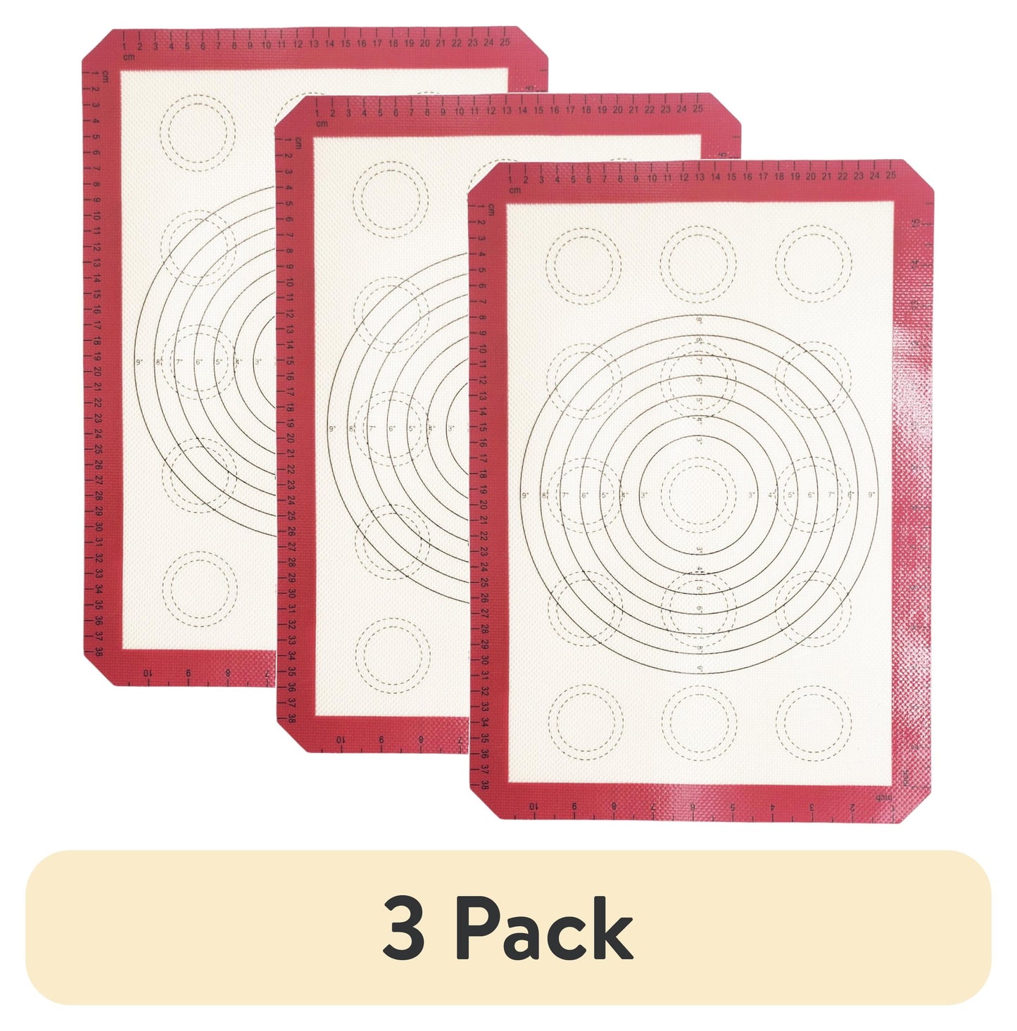 (3 pack) Mainstays Reusable Silicone Baking Mat - Measures 16.5" x 11.6"