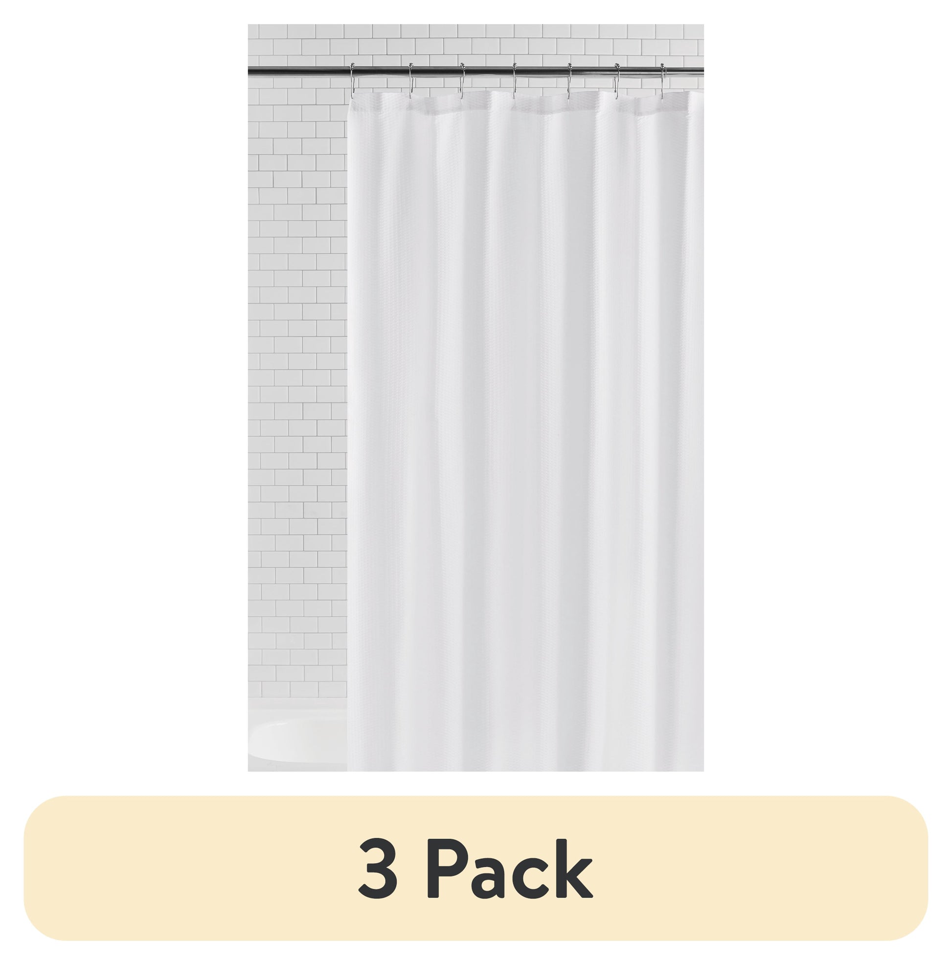 (3 pack) Mainstays Water Repellent Microfiber Fabric Shower Liner, 70 x 72 in., White