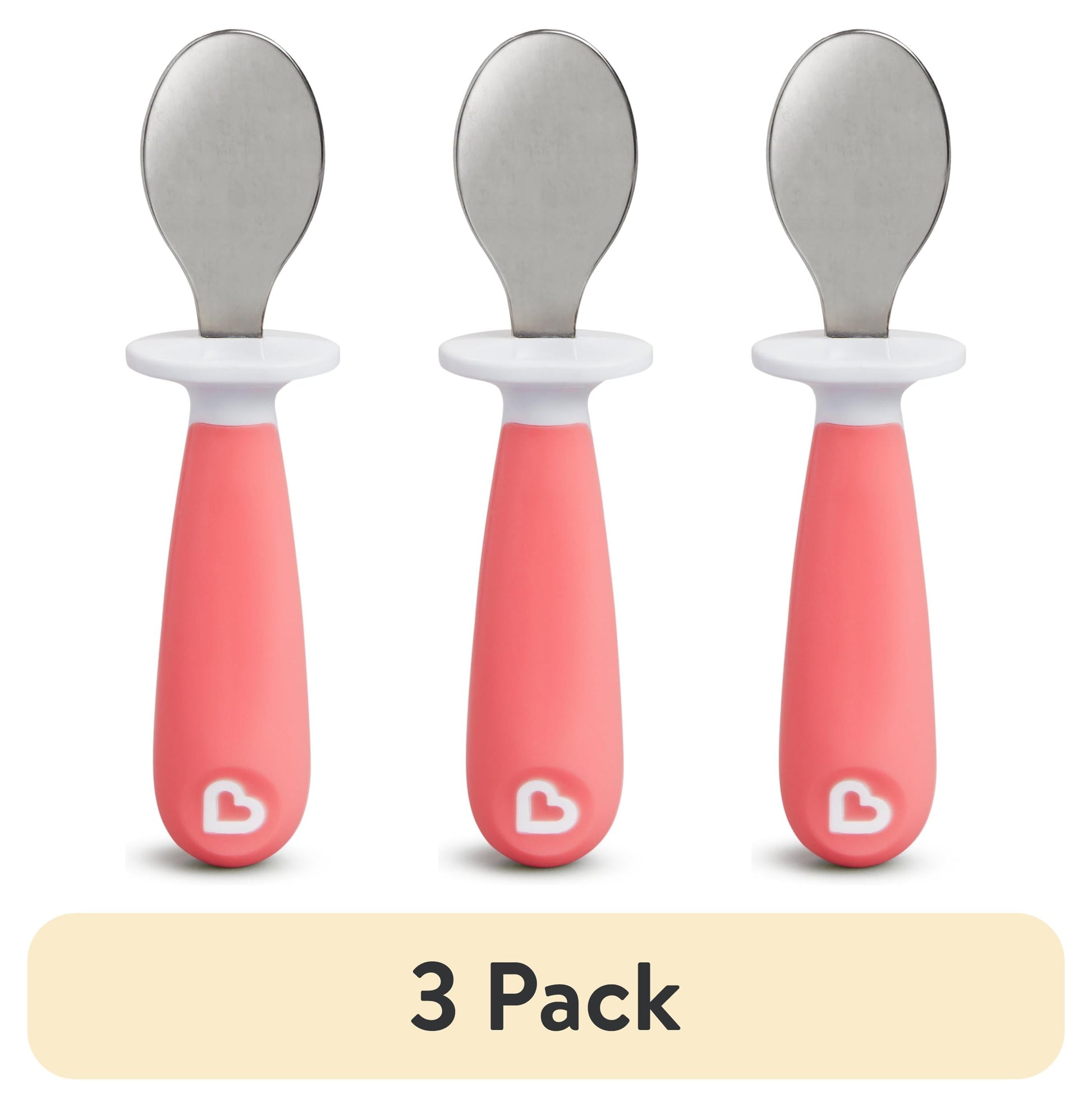 (3 pack) MunchkinÂ® Raise Toddler Fork and Spoon, Pink/Purple, 12+ months, 4 Pack