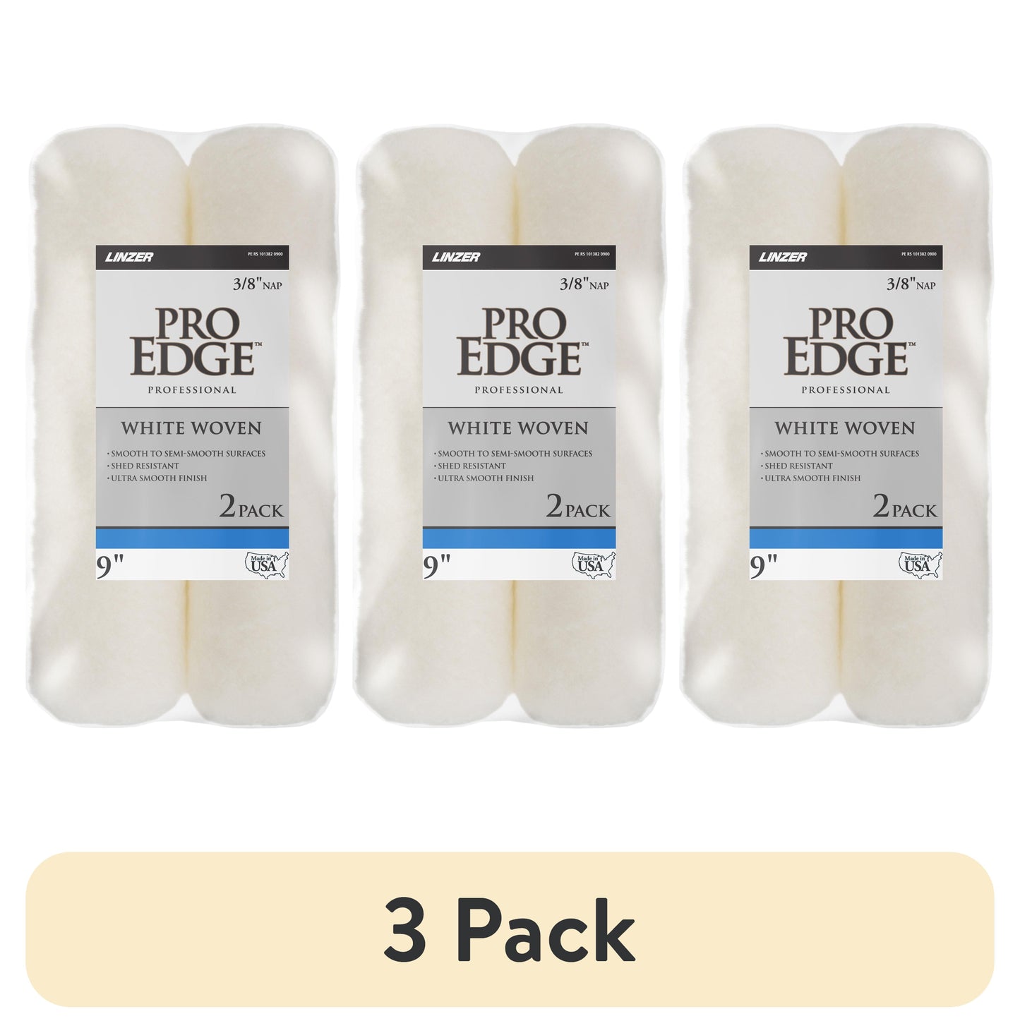 (3 pack) ProEdge 2pk 9x3/8 Woven RollerCovers
